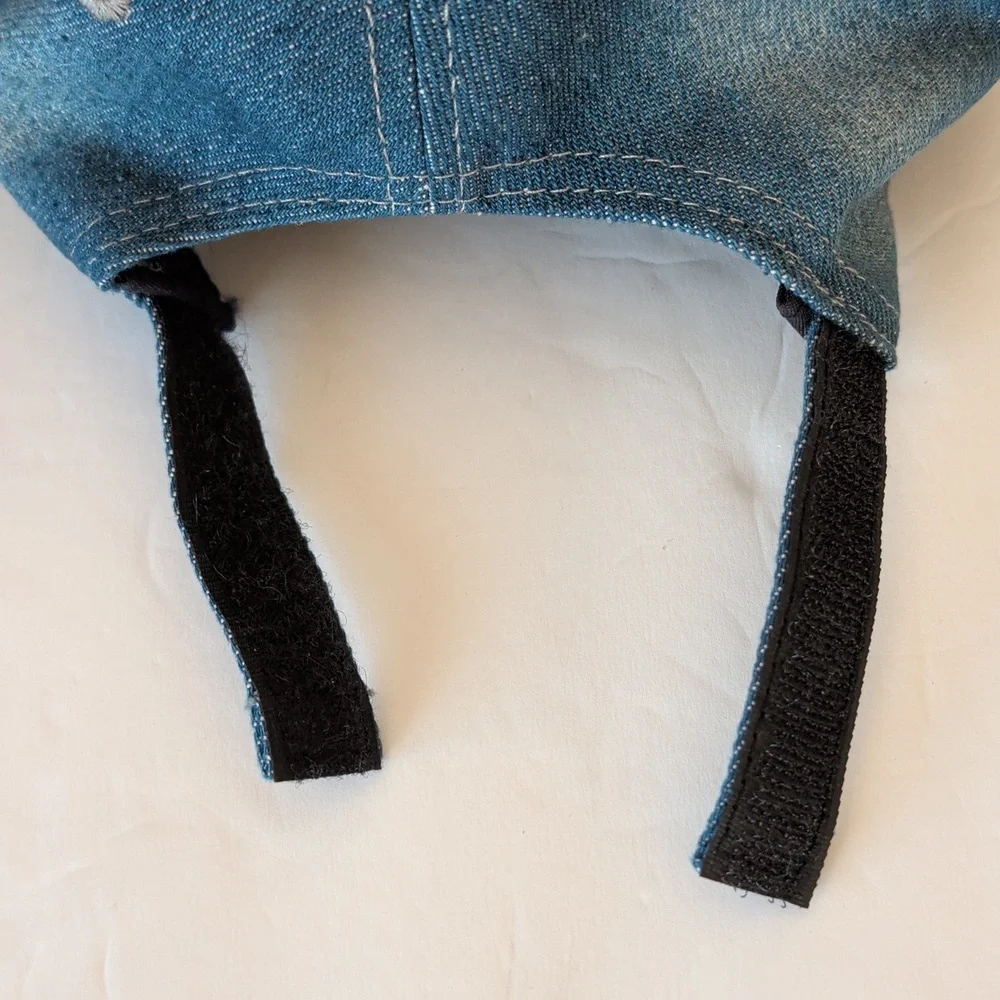 Distressed Pink Ribbon Breast Cancer Awareness Blue Denim Cap